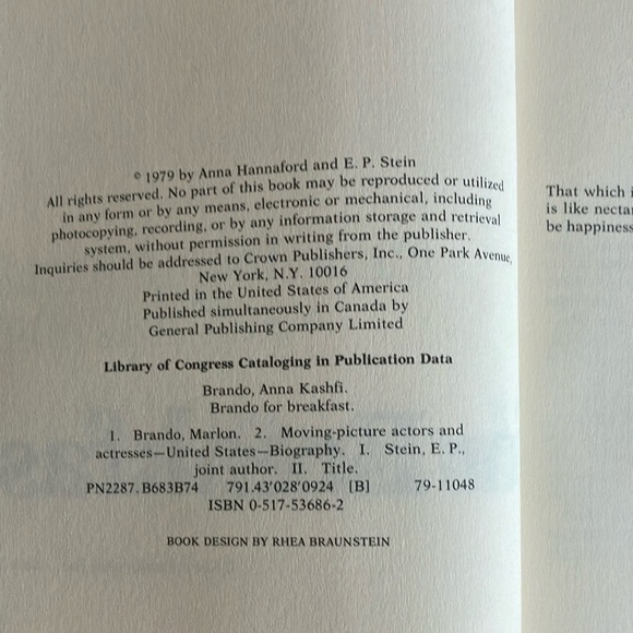 Book : Brando for Breakfast by Anna Kashfi Brando & E.P.Stein Hardcover - Picture 5 of 10